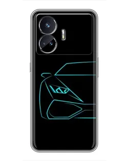 Чехол для Realme GT Neo 5 с картинкой «Голубой силуэт Lamborghini» Чехол для Realme GT Neo 5 с картинкой «Голубой силуэт Lamborghini»