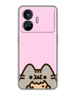 Чехол для Realme GT Neo 5 с картинкой «Pusheen и печенье»