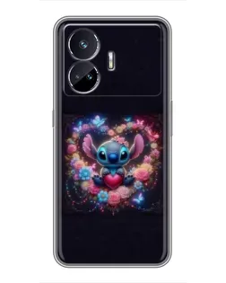 Чехол для Realme GT Neo 5 с картинкой «Stitch в цветах» Чехол для Realme GT Neo 5 с картинкой «Stitch в цветах»