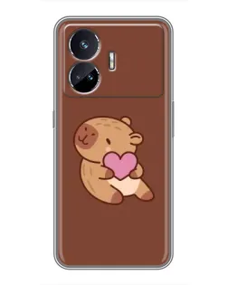 Чехол для Realme GT Neo 5 с картинкой «Капибара с сердцем»