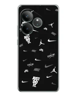 Чехол для Realme GT Neo 6 с картинкой «Nike Black Pattern»