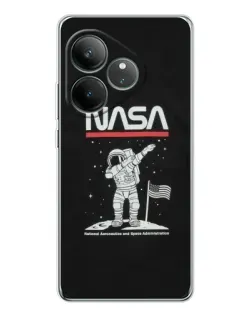 Чехол для Realme GT Neo 6 с картинкой «NASA — шагаем по Луне» Чехол для Realme GT Neo 6 с картинкой «NASA — шагаем по Луне»