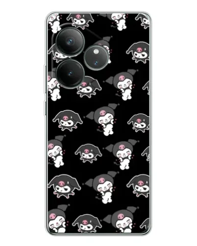 Чехол для Realme GT Neo 6 с картинкой «Черный паттерн Kuromi»
