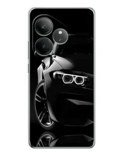 Чехол для Realme GT Neo 6 с картинкой «Черная BMW — профиль»