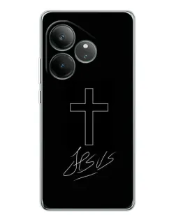 Чехол для Realme GT Neo 6 с картинкой «Графический крест Jesus»