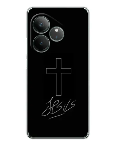 Чехол для Realme GT Neo 6 с картинкой «Графический крест Jesus» Чехол для Realme GT Neo 6 с картинкой «Графический крест Jesus»