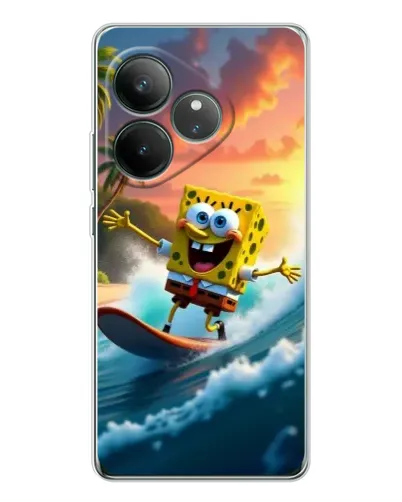 Чехол для Realme GT Neo 6 с картинкой «Губка Боб серфингист»