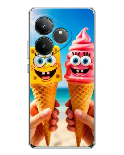 Чехол для Realme GT Neo 6 с картинкой «Спанч Боб мороженое»