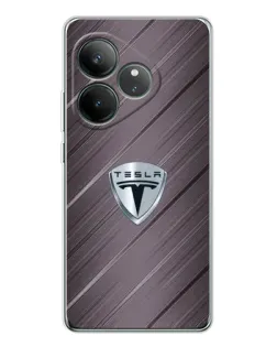 Чехол для Realme GT Neo 6 с картинкой «Металлическая текстура Tesla»