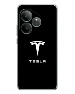 Чехол для Realme GT Neo 6 с картинкой «Tesla White Logo»