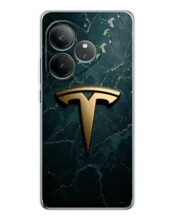 Чехол для Realme GT Neo 6 с картинкой «Мраморная Tesla Gold»