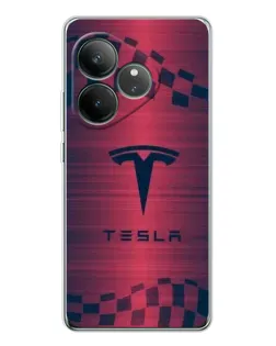 Чехол для Realme GT Neo 6 с картинкой «Тесла красный карбон»