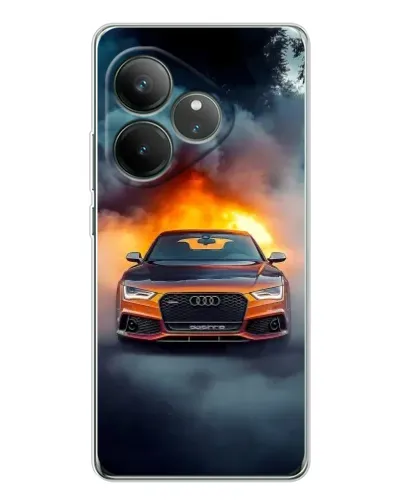 Чехол для Realme GT Neo 6 с картинкой «Audi в огненном дыму»