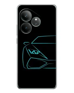 Чехол для Realme GT Neo 6 с картинкой «Голубой силуэт Lamborghini»