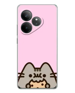 Чехол для Realme GT Neo 6 с картинкой «Pusheen и печенье»