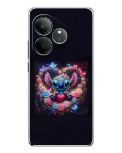 Чехол для Realme GT Neo 6 с картинкой «Stitch в цветах»