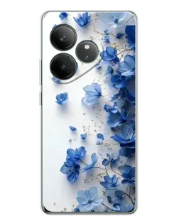 Чехол для Realme GT Neo 6 с картинкой «Голубой цветочный каскад»