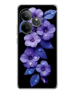 Чехол для Realme GT Neo 6 с картинкой «Фиолетовые цветы с росою»