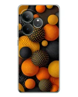 Чехол для Realme GT Neo 6 с картинкой «Объемные оранжевые сферы»