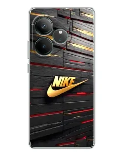 Чехол для Realme GT Neo 7 с картинкой «Золотой Nike на металле»