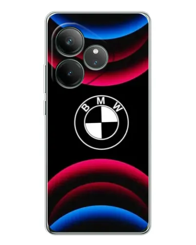 Чехол для Realme GT Neo 7 с картинкой «Логотип BMW и неоновые дуги»