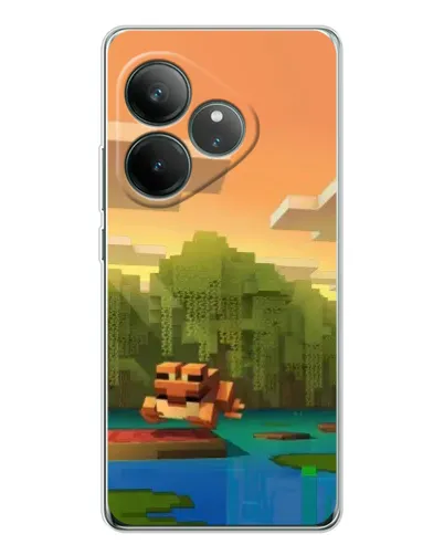 Чехол для Realme GT Neo 7 с картинкой «Майнкрафт закат солнца»