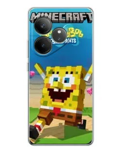 Чехол для Realme GT Neo 7 с картинкой «Губка Боб Minecraft» Чехол для Realme GT Neo 7 с картинкой «Губка Боб Minecraft»