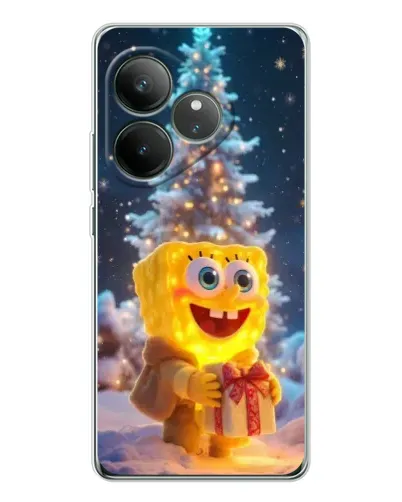 Чехол для Realme GT Neo 7 с картинкой «Рождественский Спанч Боб»