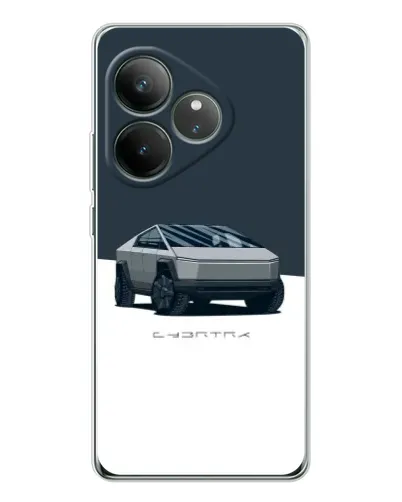 Чехол для Realme GT Neo 7 с картинкой «Серебристый Cybertruck Tesla»