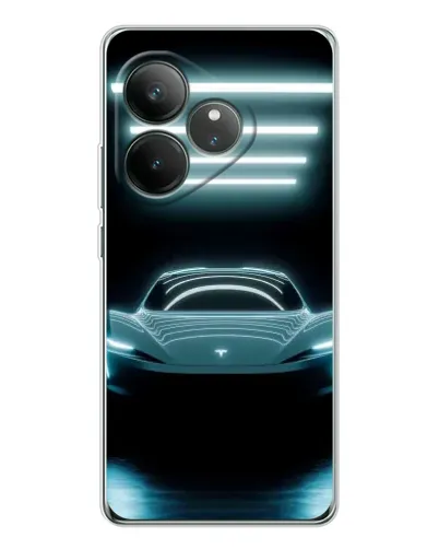 Чехол для Realme GT Neo 7 с картинкой «Tesla в неоне»