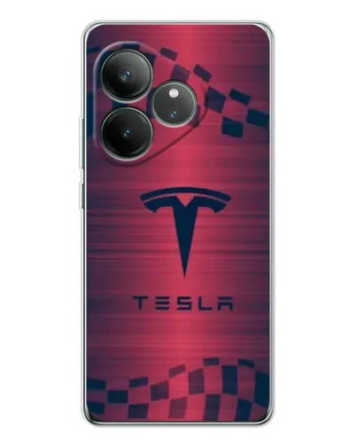 Чехол для Realme GT Neo 7 с картинкой «Тесла красный карбон»