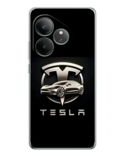 Чехол для Realme GT Neo 7 с картинкой «Tesla — серебристое авто»
