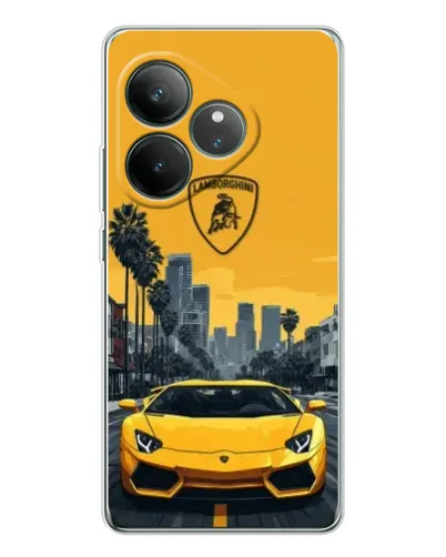 Чехол для Realme GT Neo 7 с картинкой «Желтый Lamborghini город»