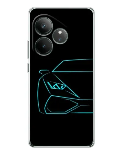 Чехол для Realme GT Neo 7 с картинкой «Голубой силуэт Lamborghini»