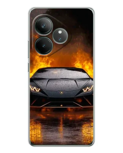 Чехол для Realme GT Neo 7 с картинкой «Lamborghini в огне»
