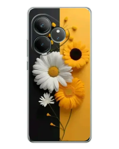 Чехол для Realme GT Neo 7 с картинкой «Подсолнух и ромашка»