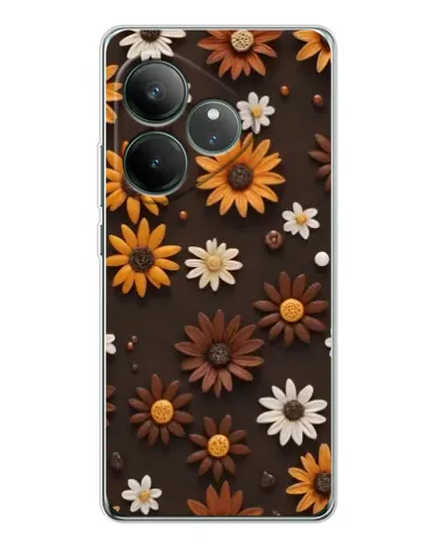 Чехол для Realme GT Neo 7 с картинкой «Узор из маленьких подсолнухов»