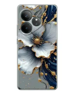 Чехол для Realme GT Neo 7 с картинкой «Белый цветок и золотой флюид» Чехол для Realme GT Neo 7 с картинкой «Белый цветок и золотой флюид»