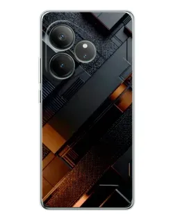 Чехол для Realme GT Neo 7 с картинкой «Черные геометрические блоки»