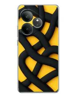 Чехол для Realme GT Neo 7 с картинкой «Черное желтое переплетение»