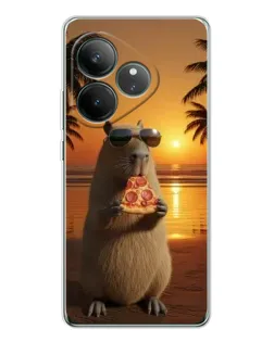 Чехол для Realme GT Neo 7 с картинкой «Капибара с пиццей» Чехол для Realme GT Neo 7 с картинкой «Капибара с пиццей»