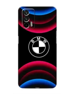 Чехол для Realme GT с картинкой «Логотип BMW и неоновые дуги»