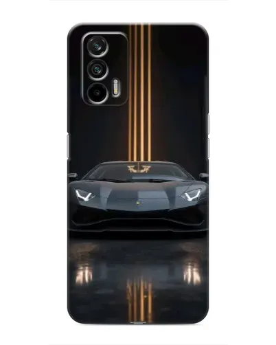 Чехол для Realme GT с картинкой «Lamborghini золотые линии»