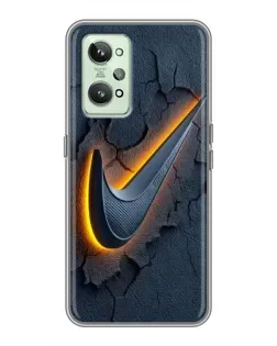 Чехол для Realme GT2 с картинкой «Объемный логотип Найк»