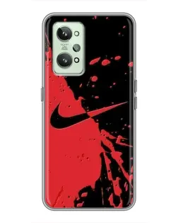 Чехол для Realme GT2 с картинкой «Красные брызги Nike» Чехол для Realme GT2 с картинкой «Красные брызги Nike»