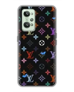 Чехол для Realme GT2 с картинкой «Цветная монограмма LV»