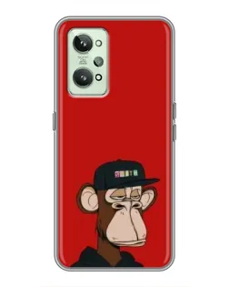 Чехол для Realme GT2 с картинкой «Bored Ape — красный фон»