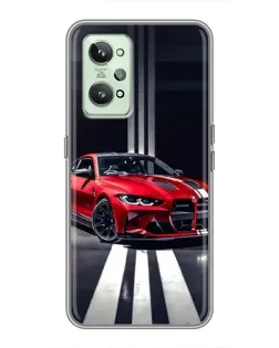 Чехол для Realme GT2 с картинкой «Красная BMW на дороге»