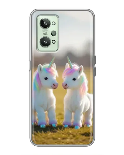 Чехол для Realme GT2 с картинкой «Пара единорогов»