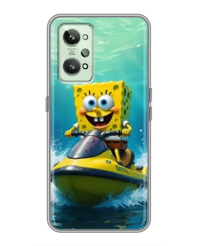 Чехол для Realme GT2 с картинкой «Спанч Боб на гидроцикле»